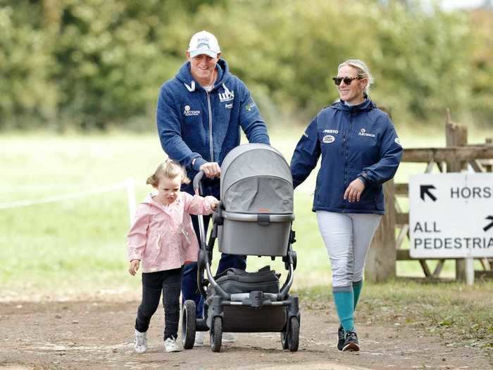 2018: Lena Tindall was born on June 18 to parents Zara and Mike Tindall. Here they are with their newborn and eldest daughter, Mia, on a family outing in September.