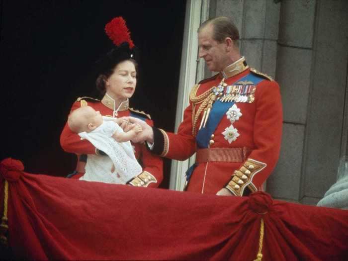 1964: On March 10, Queen Elizabeth II and Prince Phillip welcomed their youngest son, Prince Edward. Here they are at the Trooping the Colour ceremony just three months later.