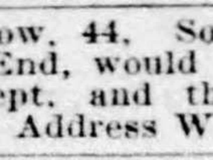 April 16, 1899: A 44-year-old widow sought to have "the hearthstone of her heart swept, and the cobwebs brushed away."