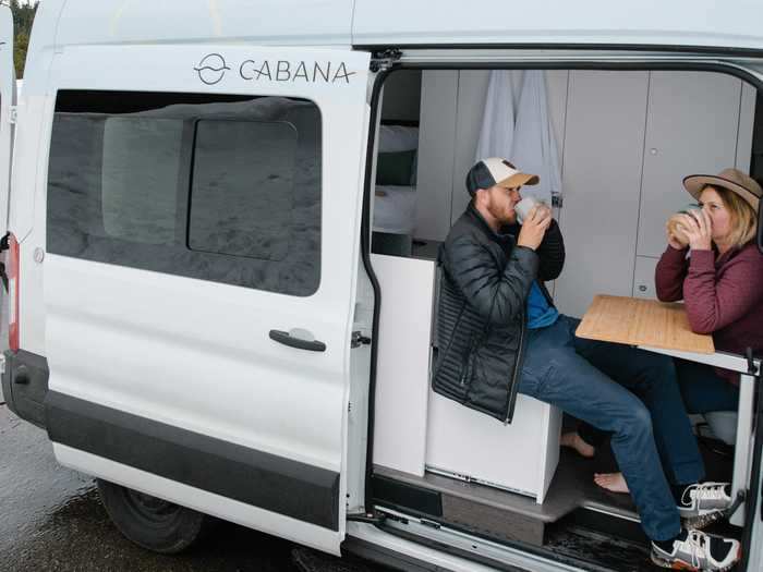 The vans can then be serviced by the Cabana team and are off-grid capable with its own power and water systems.