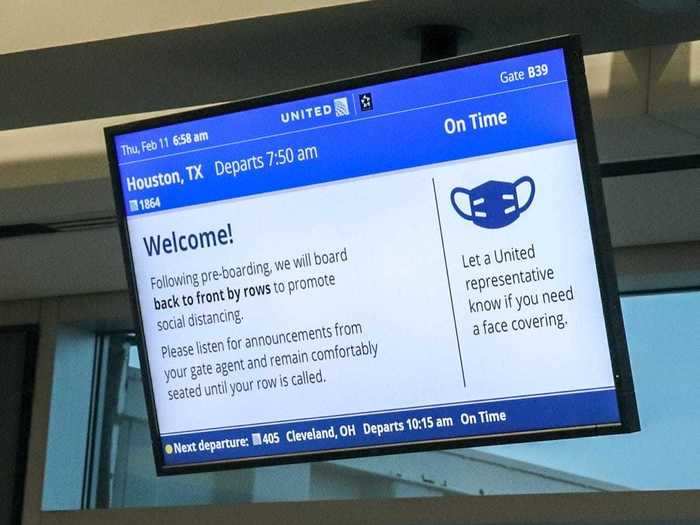 United boarded the jet in its new pandemic-era boarding process that sees those in the back board the aircraft first; though, not before first class passengers and United elites.