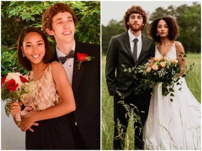 Sydnie and Bailey went to prom together in 2016 and walked down the aisle in 2019.