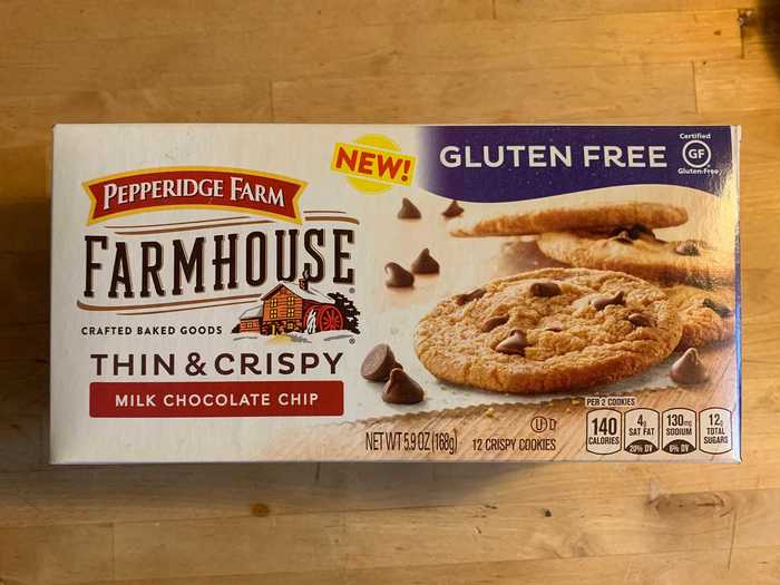 I tried the Pepperidge Farm Thin & Crispy Gluten-Free Milk Chocolate Chip cookies next.