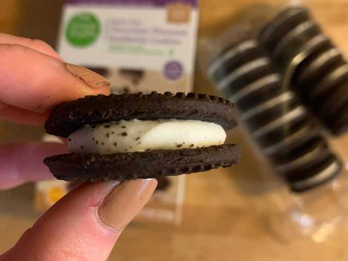 The Simple Truth chocolate sandwich cookies certainly looked like Oreos, and they contained "Double-Stuf" levels of cream.