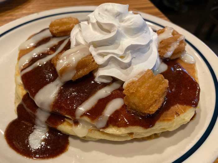 Churro pancakes -$4.59, half-stack