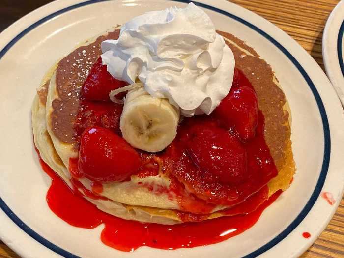 Strawberry-banana pancakes -$5.50, half-stack