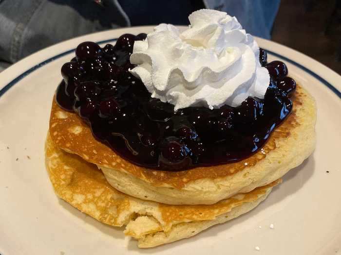 Double-blueberry pancakes -$4.19, half-stack