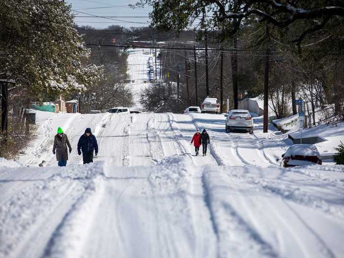 Still, Texas officials are warning residents about walking on the slick icy roads and sidewalks.