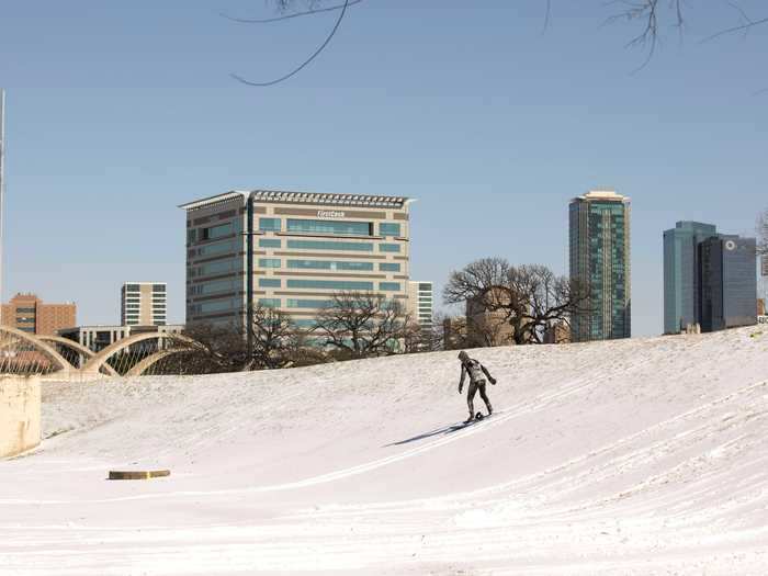 Residents in Fort Worth pulled out their sleds too.