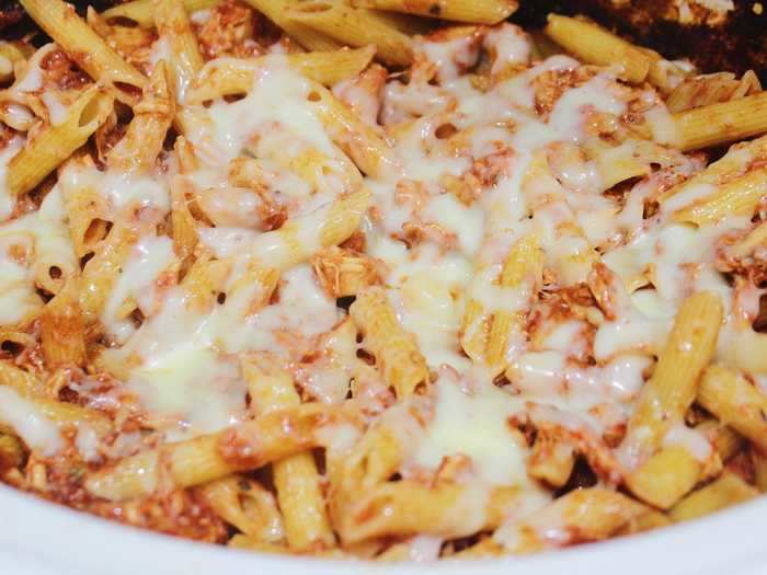 I then topped my pasta with freshly grated Parmesan cheese and some shredded mozzarella.