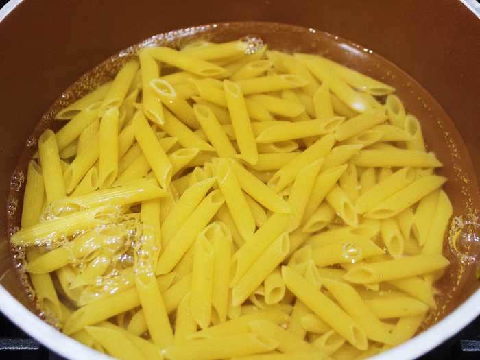 I then boiled some penne pasta on the stove to add back into the slow cooker.