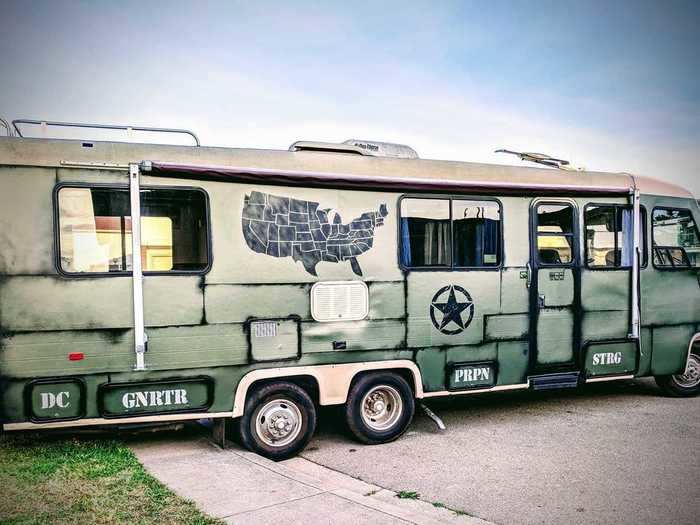 George and her boyfriend decided to give the RV a military theme.