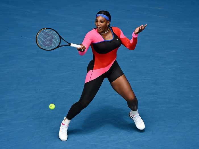 For her first match at the 2021 Australian Open, Williams donned a one-legged catsuit.