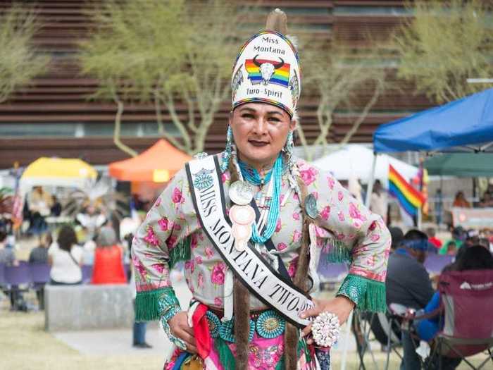 Two-Spirit (adj.): an umbrella term for Native American nonbinary communities