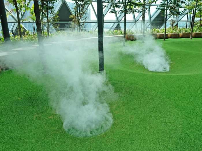 Then there were the "Foggy Bowls," a collection of concave dips in an artificial grass area. If you stand in them, fog starts streaming out.