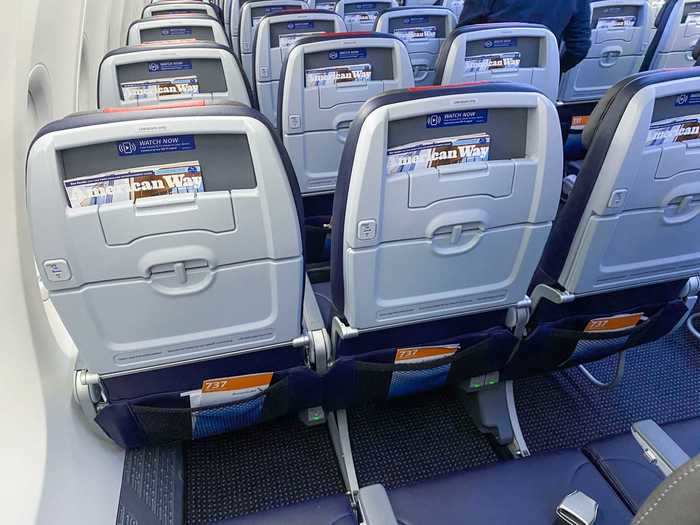 But for an ultra-modern plane, the seat-backs are noticeably bare. American, much like United, opted for streaming entertainment instead of seat-back screens on the Max fleet.