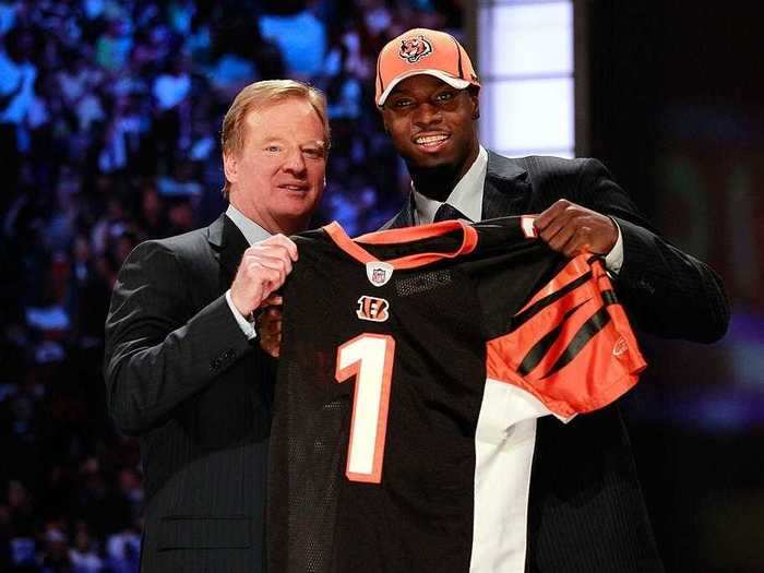 AJ Green was selected fourth overall by the Cincinnati Bengals out of Georgia.