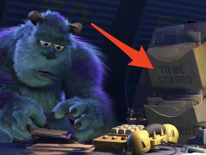 The work spaces in Monsters, Inc. are full of clever monster puns.