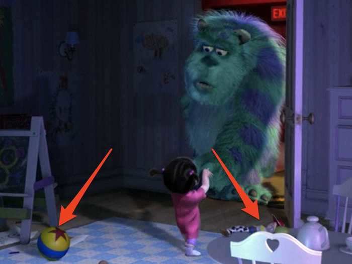 There are a few Pixar Easter eggs in Boo