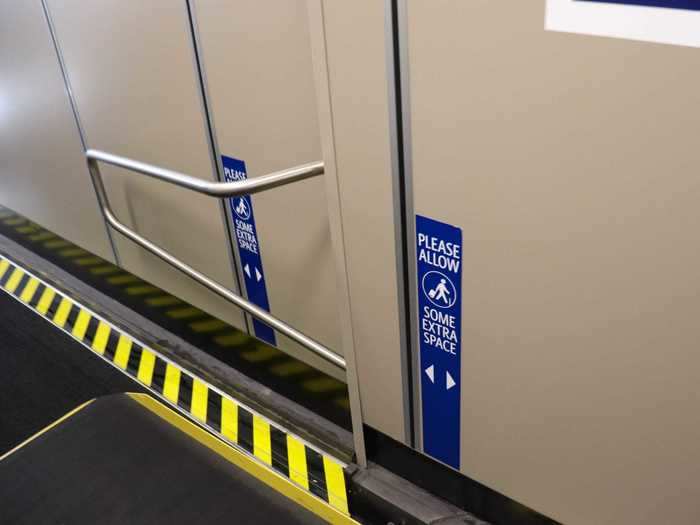 Even the jetway had social distancing reminders. Again, these are rarely adhered to.