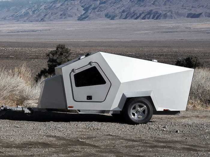 The aluminum trailer has an aerodynamic shape, allowing the electric vehicle towing the 1,200-pound trailer to save some energy.