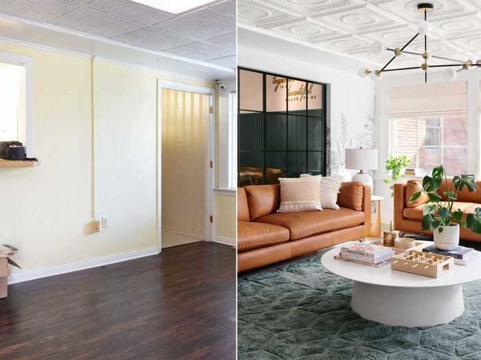 A window to the dining room connects the space to the rest of the home.