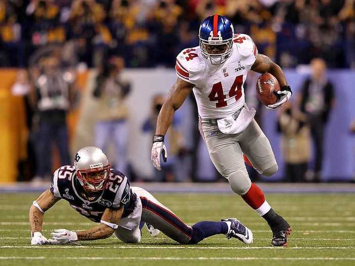 Ahmad Bradshaw led the game in rushing with nine carries for 45 yards as an undrafted rookie.