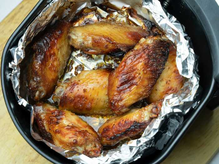 Air-fried chicken wings turn out extra crispy.