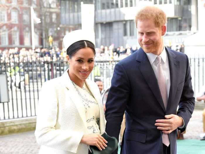 Markle wore a retro-inspired look by Victoria Beckham while attending the Commonwealth Day Service at Westminster Abbey in 2019.