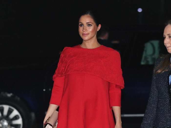 She started her February 2019 royal tour of Morocco wearing a red Valentino dress.