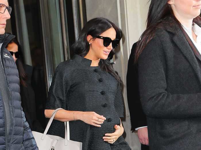 For a February 2019 trip to New York City, Markle wore a black coat by Courrèges.