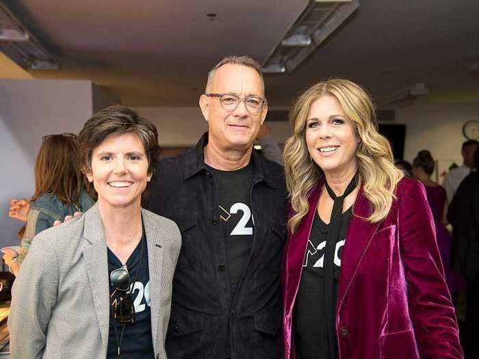 March 2015: Wilson revealed she had been diagnosed with breast cancer and spoke about Hanks supporting her through her treatment.