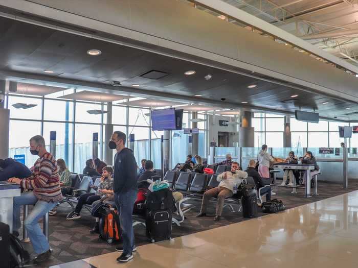 The gate area for this flight was markedly more crowded so it would be a better opportunity to see how the airline handled social distancing on a full plane.