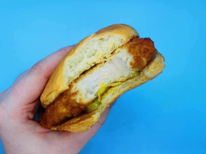 The bun was light and fluffy and the chicken breast was the perfect thickness.