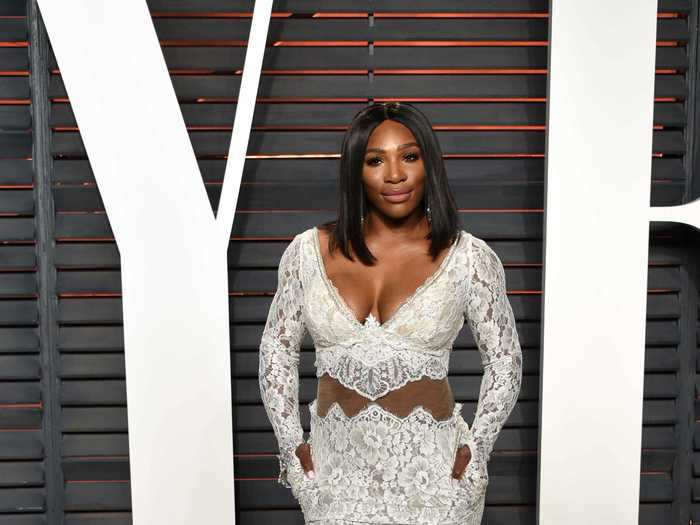 Serena Williams chose a Galia Lahav wedding gown for the Vanity Fair Oscars after-party in 2016.