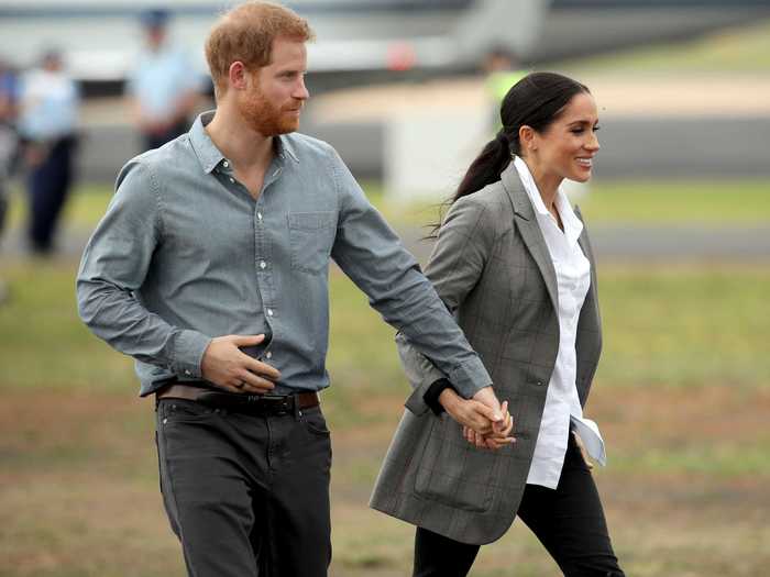 October 2018: Markle shows support for Williams by wearing a blazer designed by her friend.