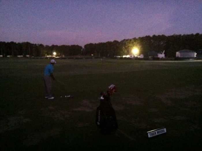 He has practiced before and after competitive rounds: He was spotted playing in the dark at the 2011 PGA Championship.