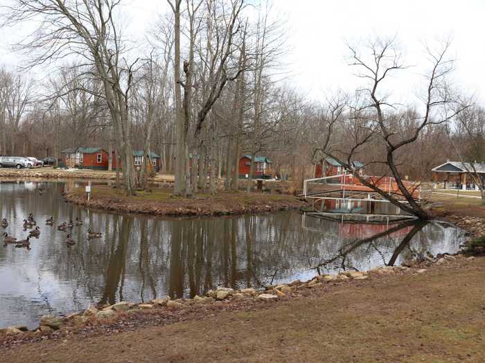 Next to the cabins was a pond where people could fish.