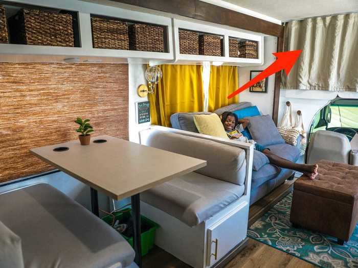 Karen and Sylvester Akpan built their son a bedroom loft to maximize space in their 270-square-foot RV.