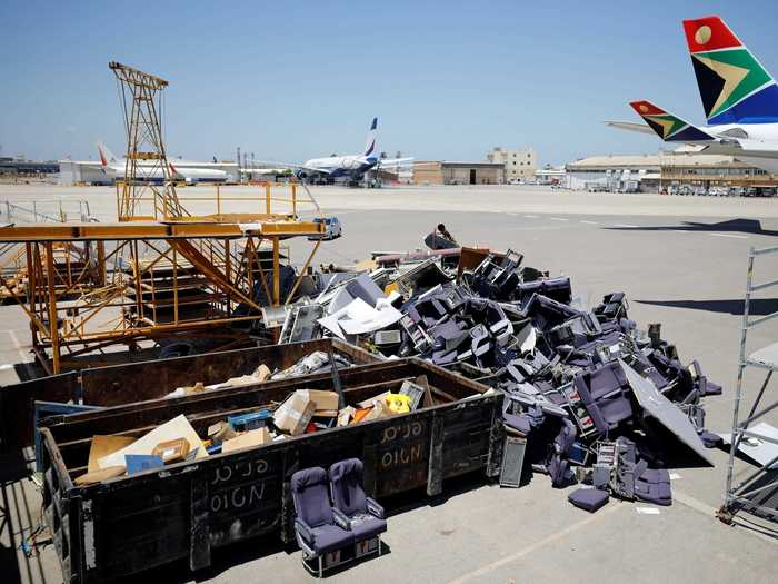 Passengers seats, for example, are no longer needed on these planes and are removed.