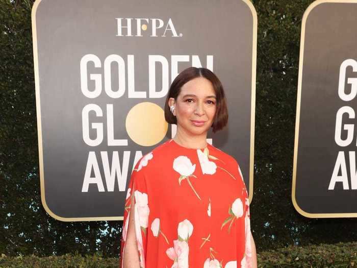 Maya Rudolph brought the florals in a bright-red Valentino gown.