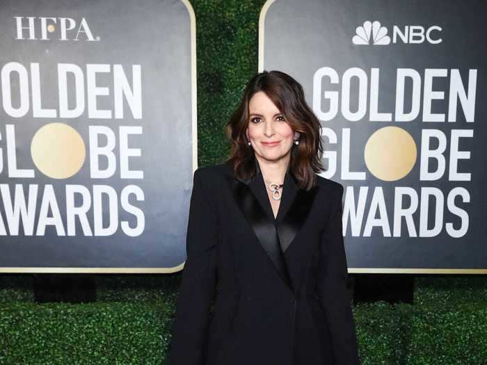 Tina Fey wore a chic black blazer dress.