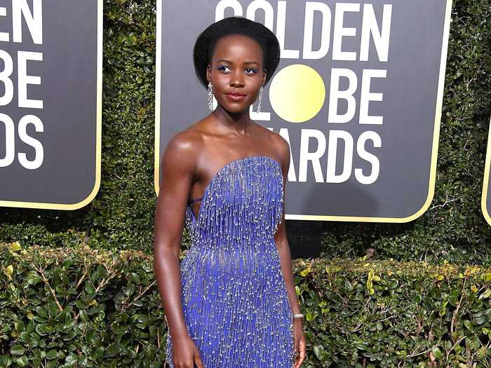 The actress decided on another bold blue gown for the 2019 Golden Globe Awards.