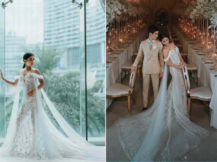 This bride walked down the aisle in a completely see-through dress.