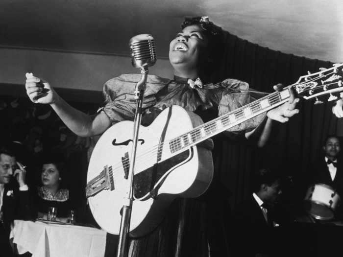 Sister Rosetta Tharpe has been named "the Godmother of rock and roll" for her groundbreaking influence on the genre.