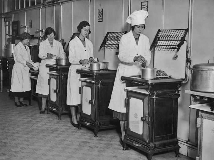 Women began to take cooking positions outside the home.