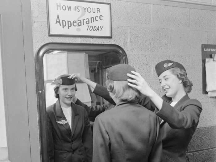 The 1950s marked the beginning of the "jet age," and many young women found work as flight attendants, then called "stewardesses."