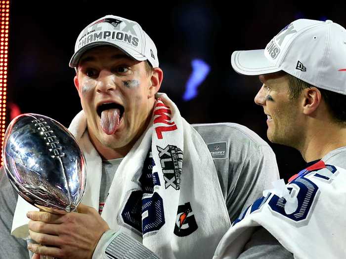 February 2015: Brady and Gronk win their first Super Bowl together. "It