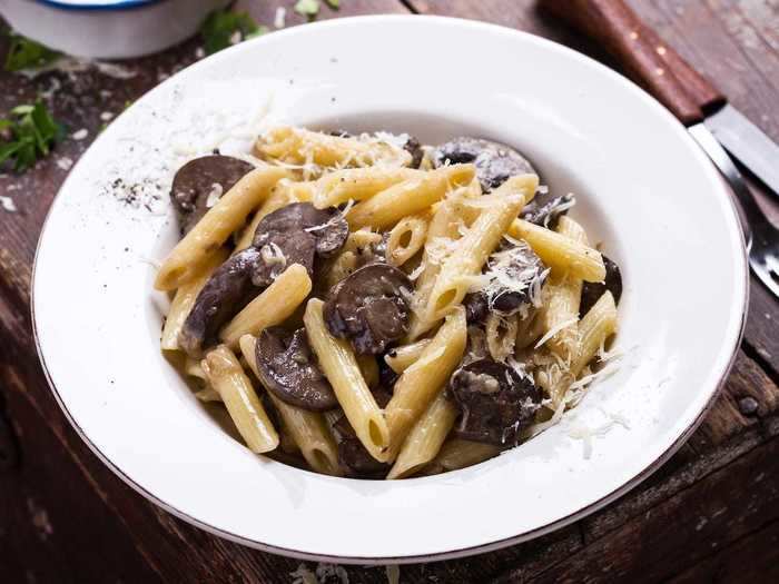 Penne pasta with mushrooms takes less than 15 minutes, and it