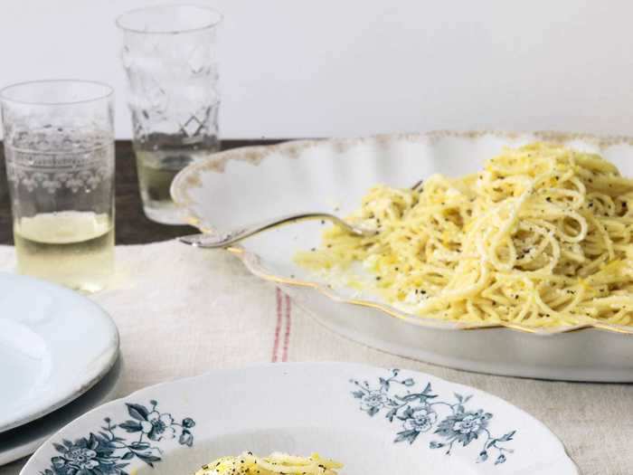 Spaghettini with lemon and ricotta takes just 11 minutes to put together.